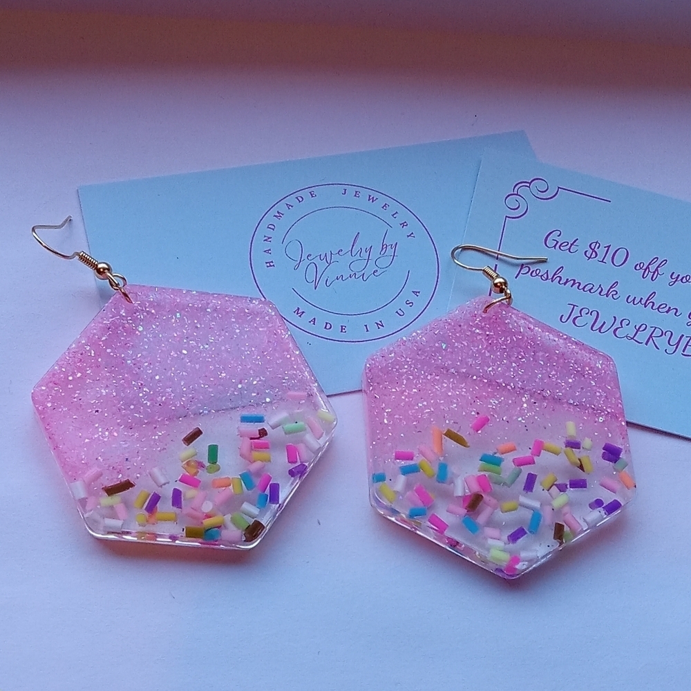 Hand Crafted Resin Earrings Cupcakes & Sprinkles Collection